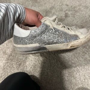 Dolce Vita Silver and White Sneakers